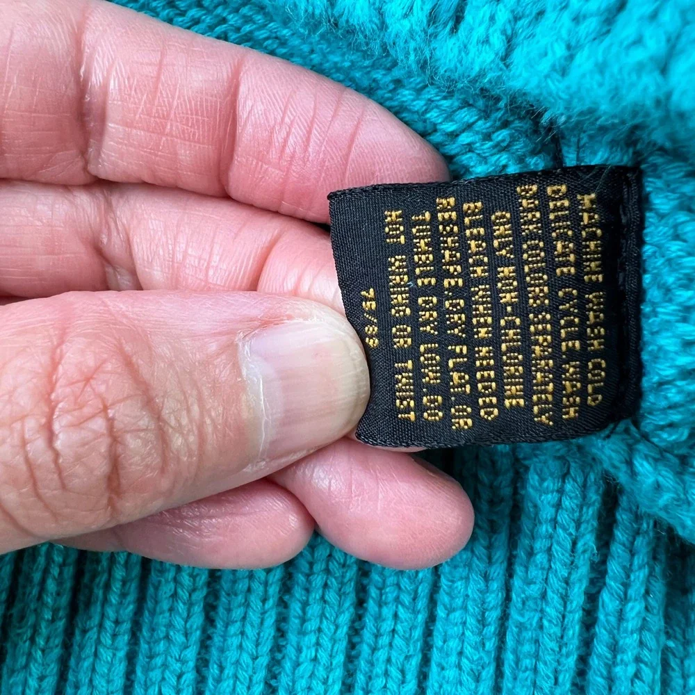 Eddie Bauer Vtg Striped Cotton Sweater L Teal Red Men 90s Gorpcore Color Block - Picture 5 of 11